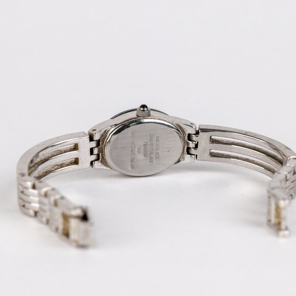 Vintage Armitron Now Diamond Watch - 90s Silver Tone Bangle Bracelet  Black Dial main image 7